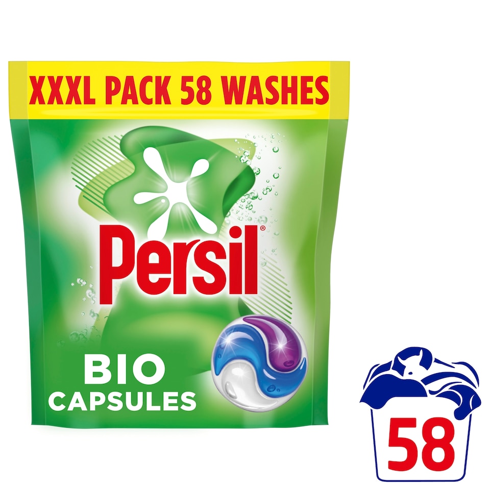 image 1 of Persil Bio 3 in 1 Laundry Washing Detergent Capsules 58 washes 1223g