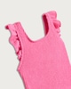 image 3 of F&F Girls Metallic Crinkle Textured Swimsuit in Hot Pink