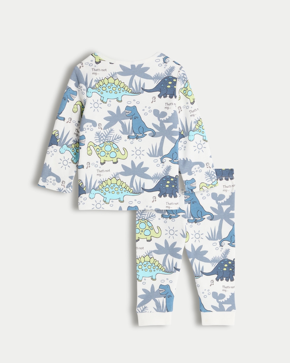 image 1 of That's Not My Dinosaur 2-Pack Pure Cotton Pyjama Set in Blue