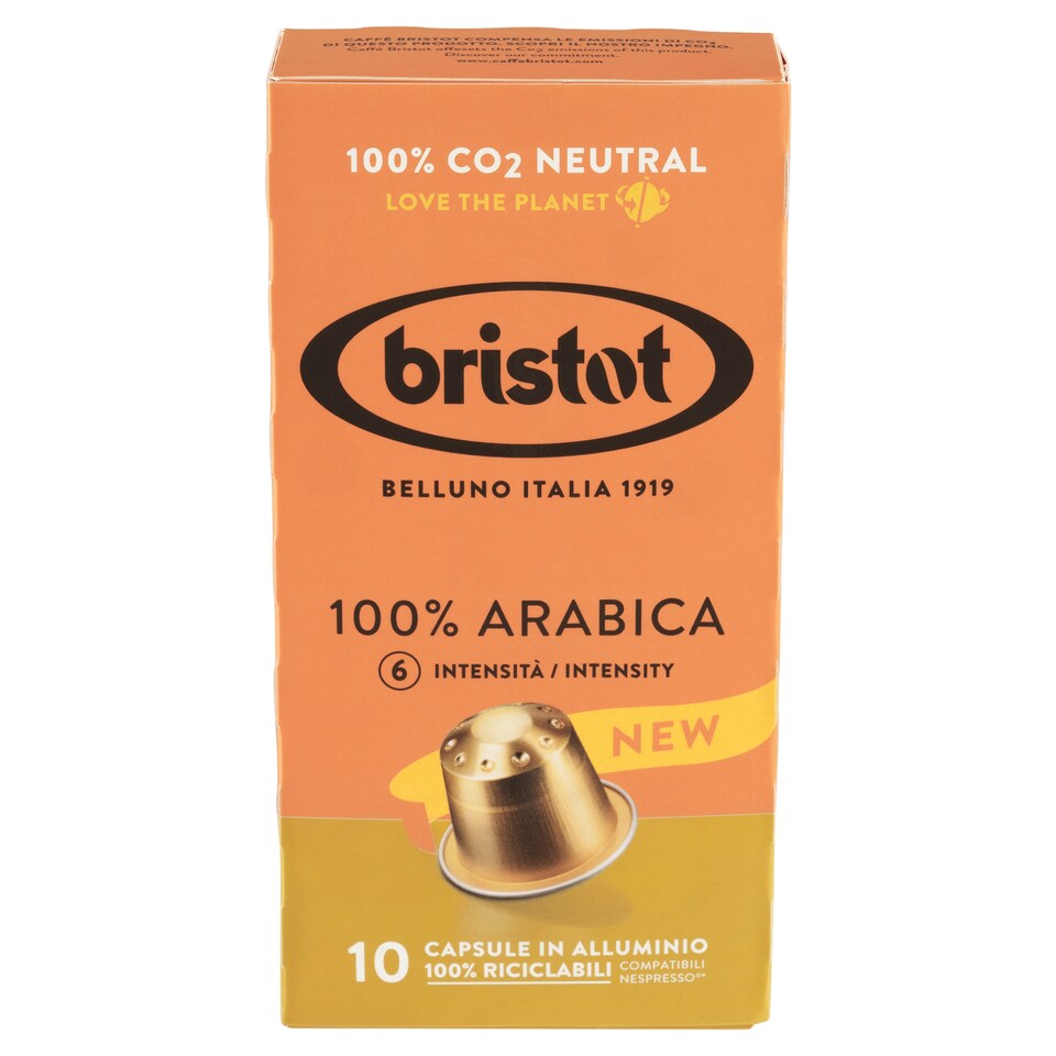 image 1 of Bristot 100% Arabica Roasted Ground Coffee 10 Capsules 55g