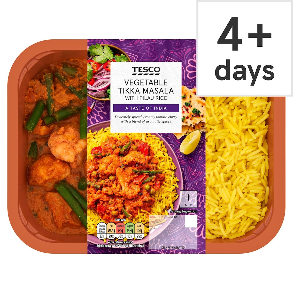 Tesco Vegetable Tikka Masala With Pilau Rice 400g