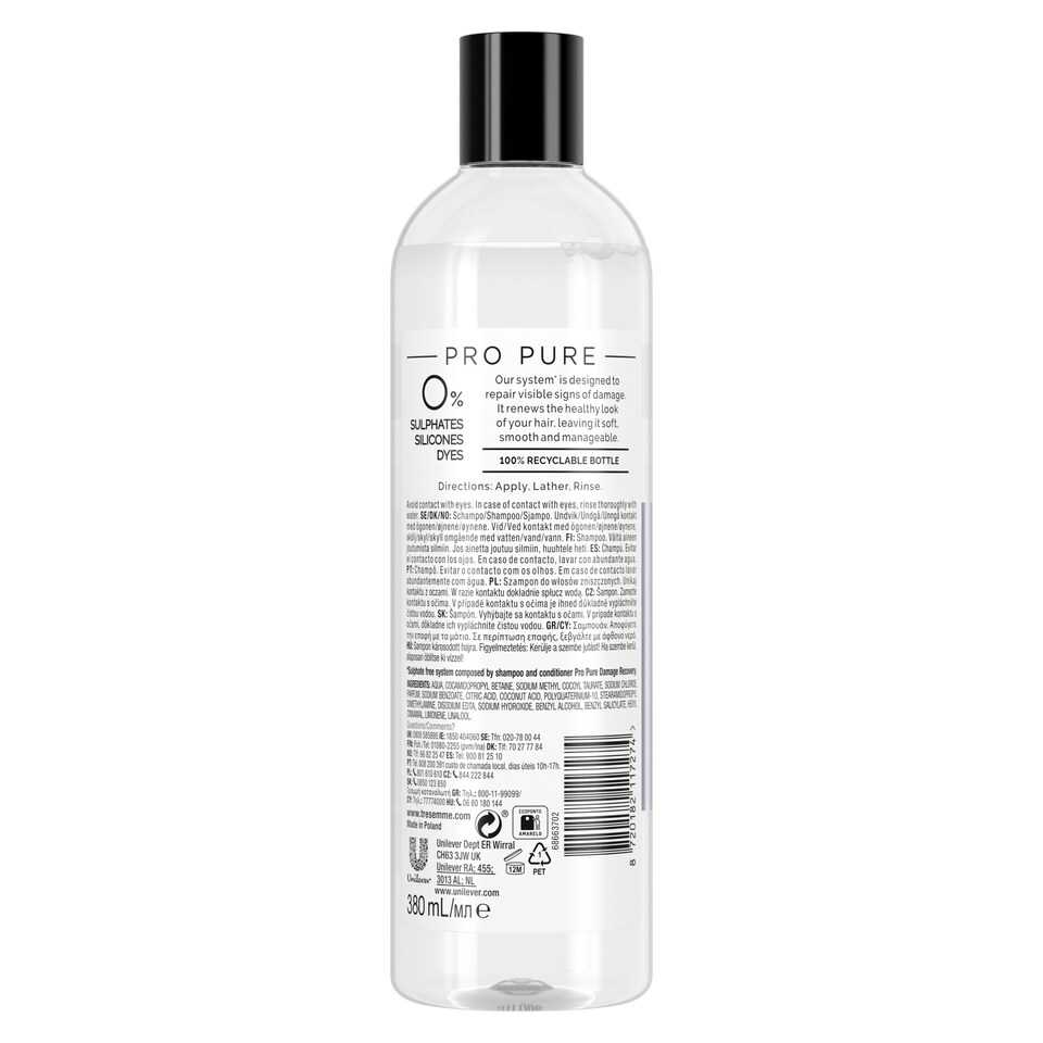 image 1 of Tresemme Propure Damage Recovery Shampoo 380Ml