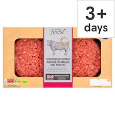TESCO finest Cherrywood Smoked Beef Aberdeen Angus Beef Burgers 340g