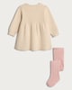 image 2 of F&F Baby 2-Piece Cable Knit Dress and Tights Set in Cream