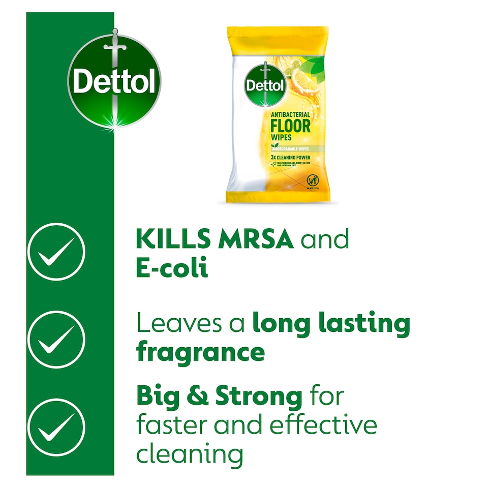 image 1 of Dettol Antibacterial Extra Large Floor Wipes 25 Pack