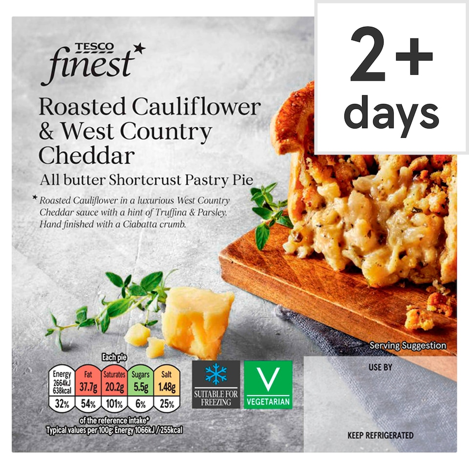image 1 of Tesco Finest Roasted Cauliflower & West Country Cheddar Pie 250g