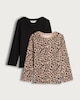image 1 of F&F Girls 2-Pack Cotton Rich Printed Long Sleeved Tops in Multi