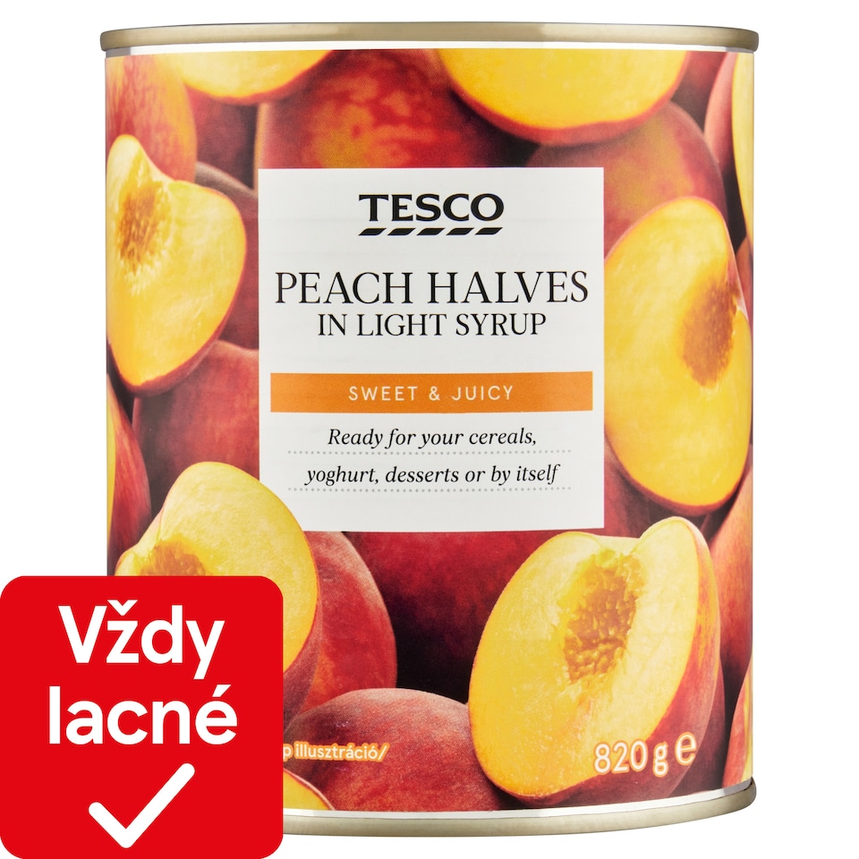 Tesco Peach Halves in Light Syrup 820 g