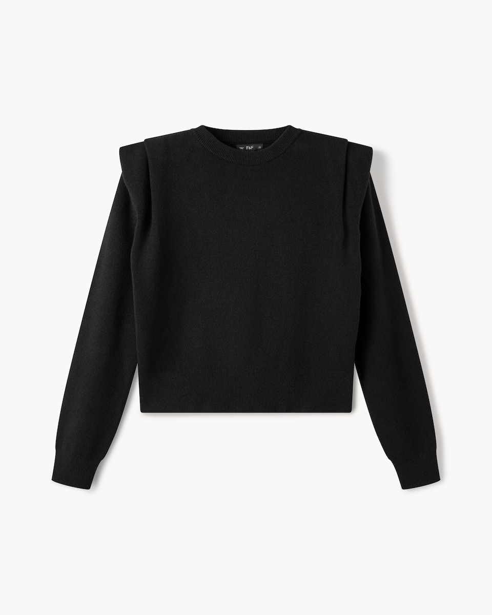 image 1 of F&F Tuck Shoulder Jumper in Black