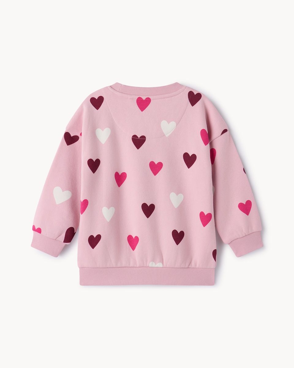 image 1 of F&F Girls Cotton Rich Heart Sweatshirt and Leggings Set in Multi Pink