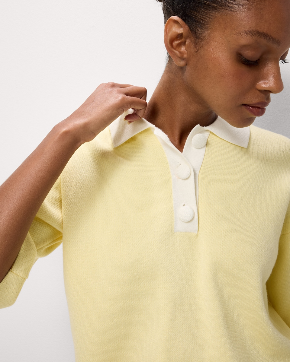 image 1 of F&F Knitted Rugby Shirt in Yellow