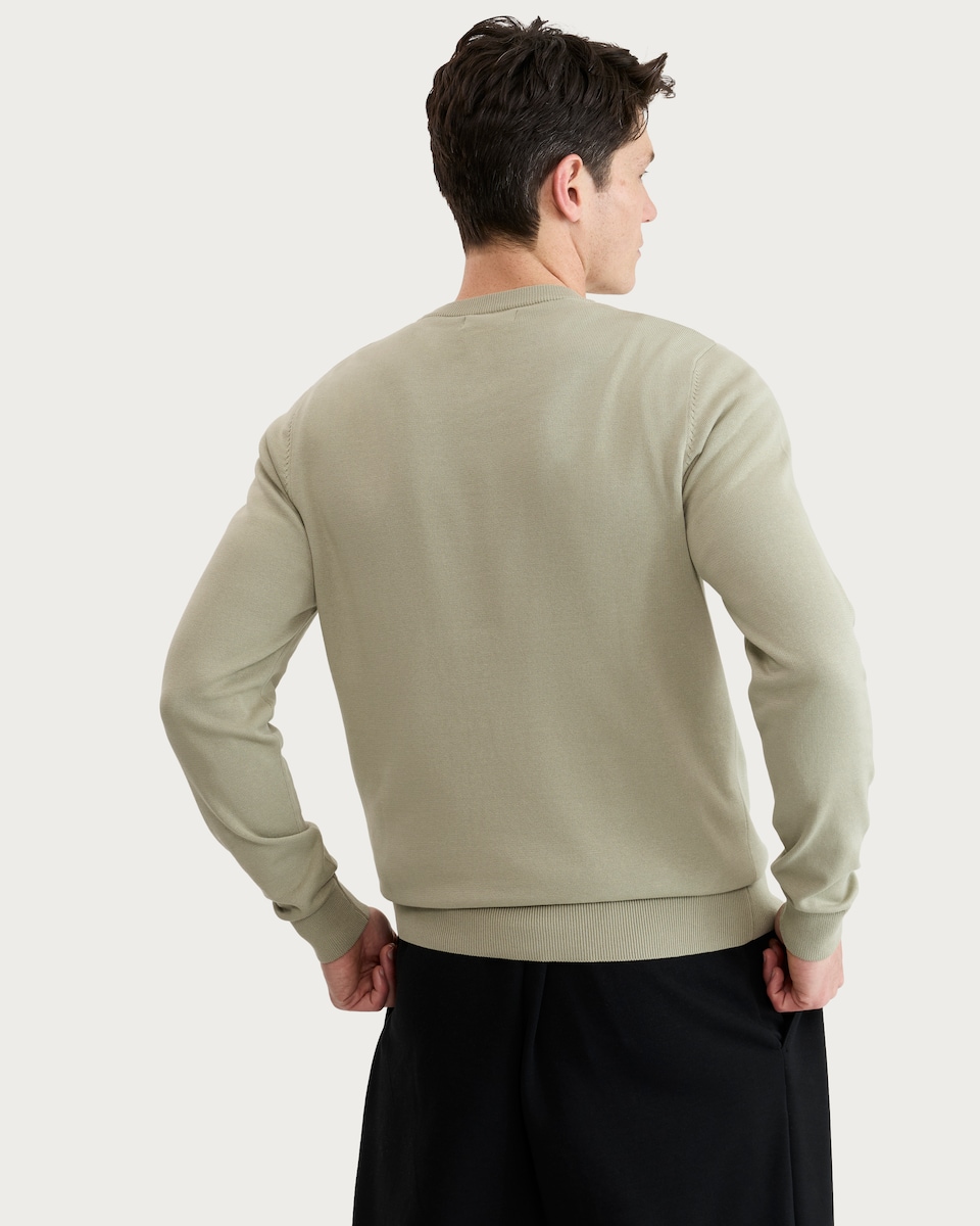 image 1 of F&F Pure Cotton Ribbed Crew Neck Jumper in Green