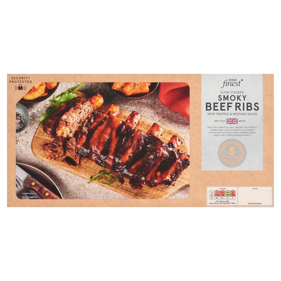 image 1 of Tesco Finest Slow Cooked Smoky Beef Ribs with Truffle & Mustard Sauce 1.05Kg