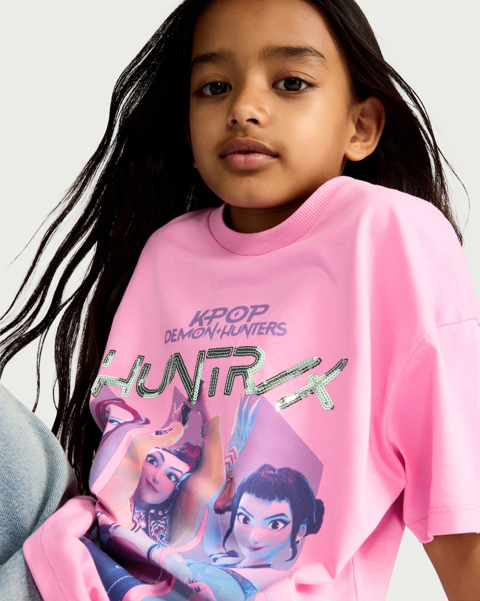 image 1 of K-Pop Demon Hunters Pure Cotton T-Shirt in Pink