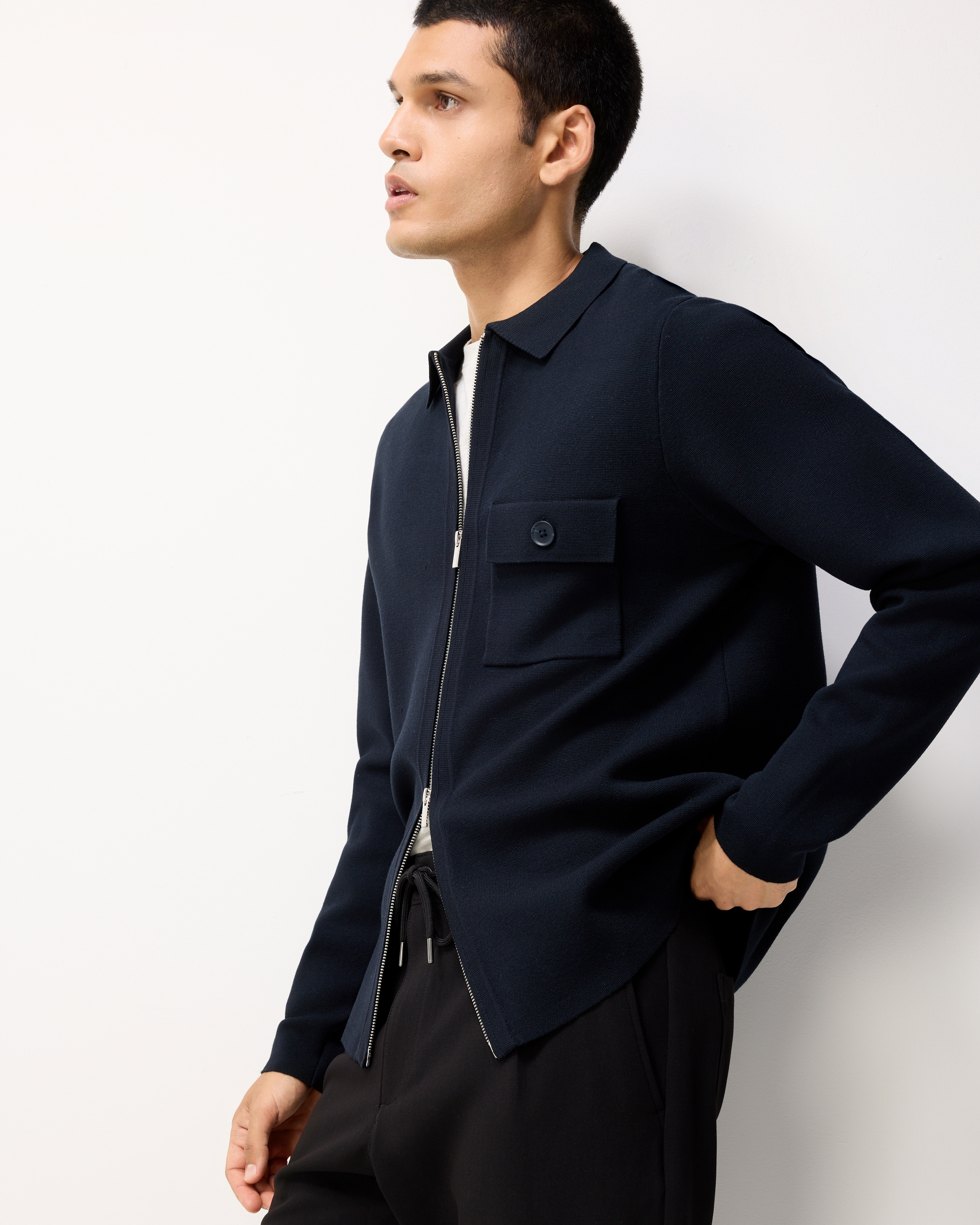 F&F Knitted Zip Up Jumper in Navy