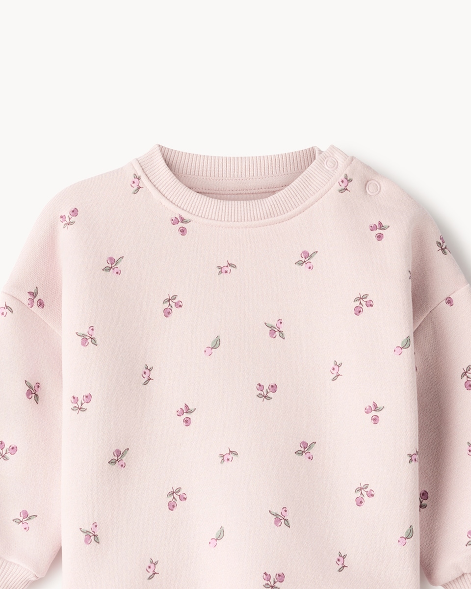 image 1 of F&F Baby Cotton Rich Floral Sweatshirt and Joggers Set in Pink