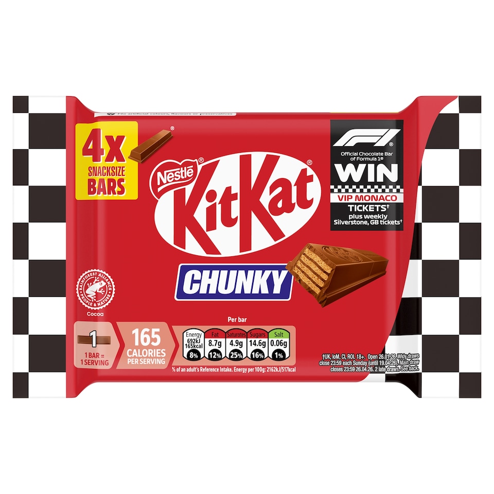image 1 of Kit Kat Chunky 4 Snacksize Bars 128G