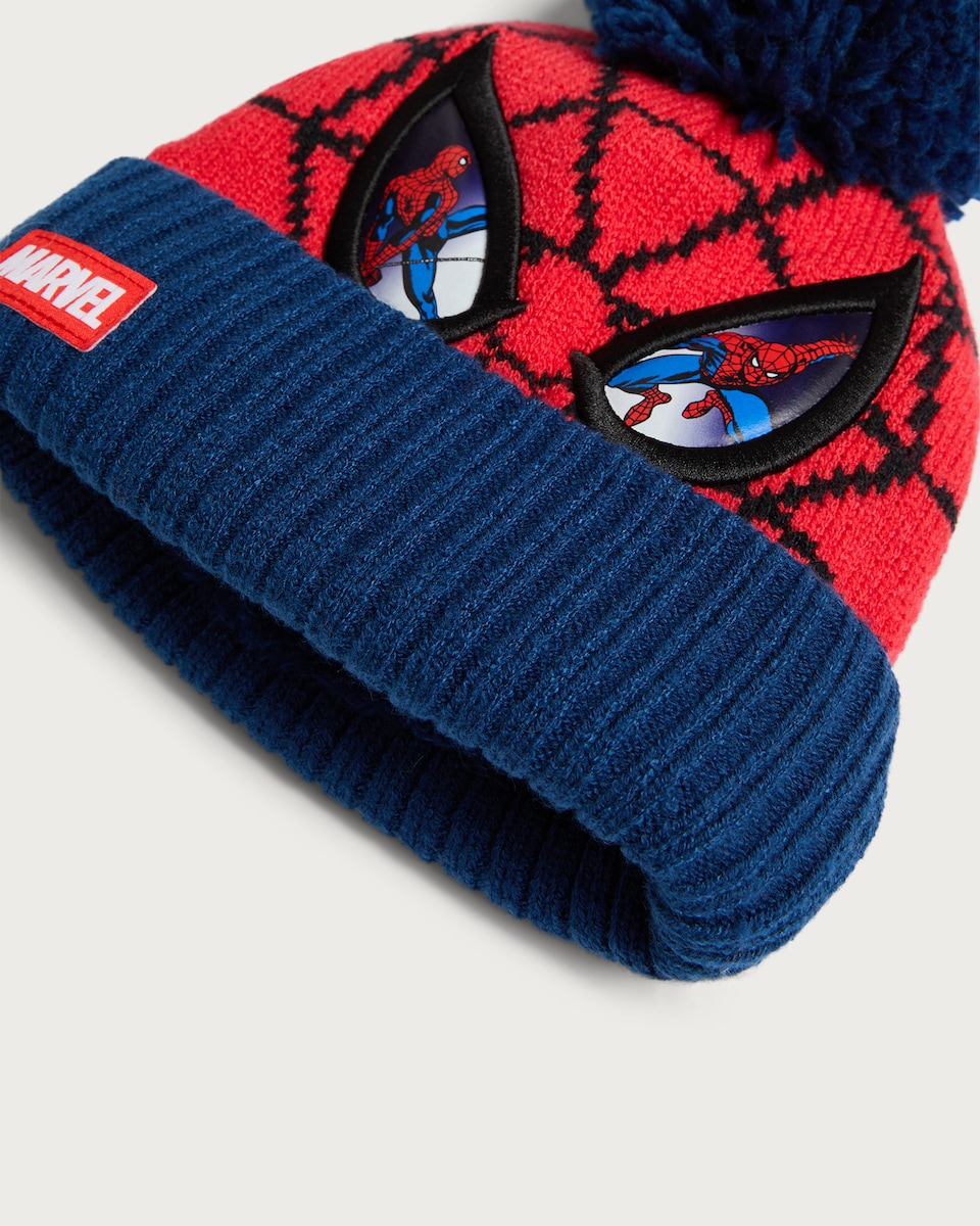 image 1 of Disney Spider-Man 2-Piece Knitted Beanie Hat and Gloves Set in Multi