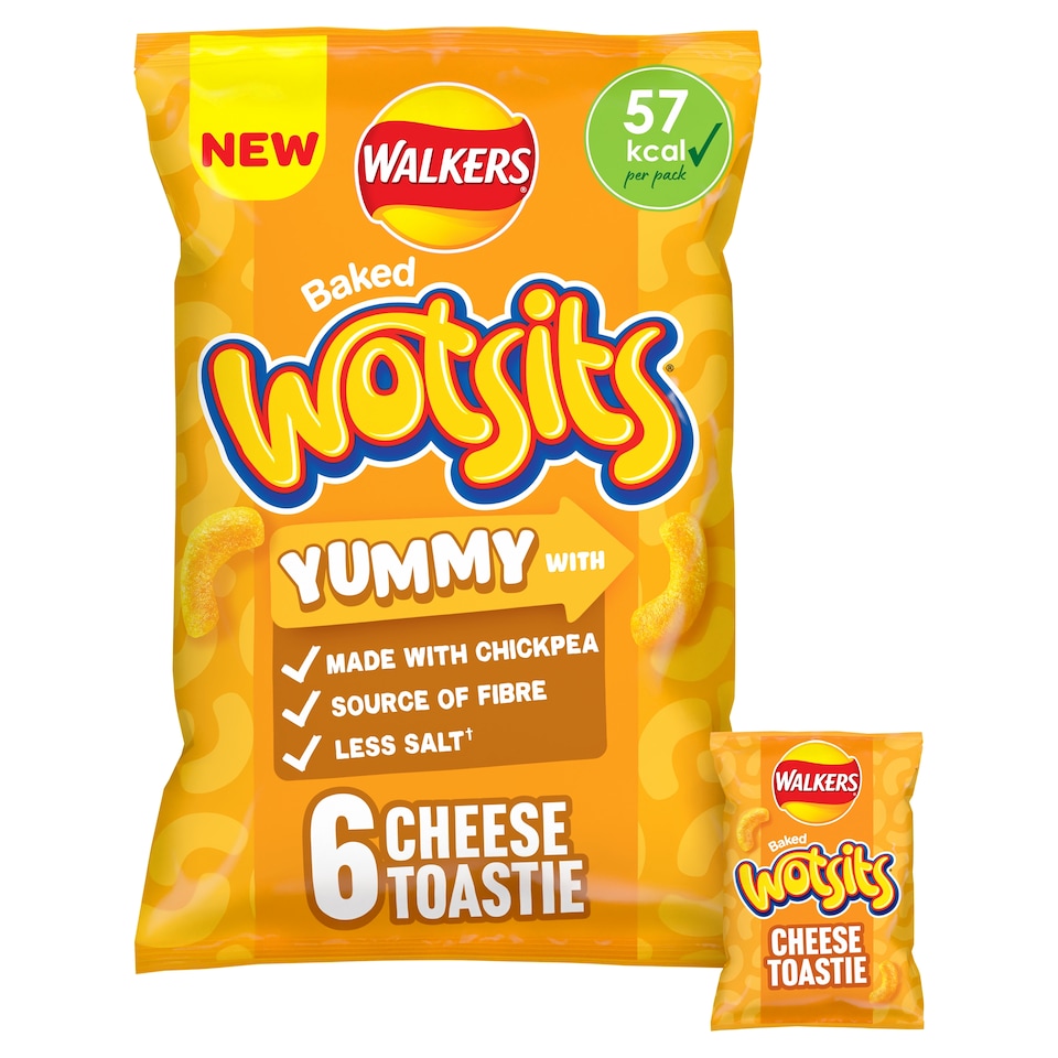 image 1 of Walkers Wotsits Cheese Toastie Flavour Crisps 6 x 12g