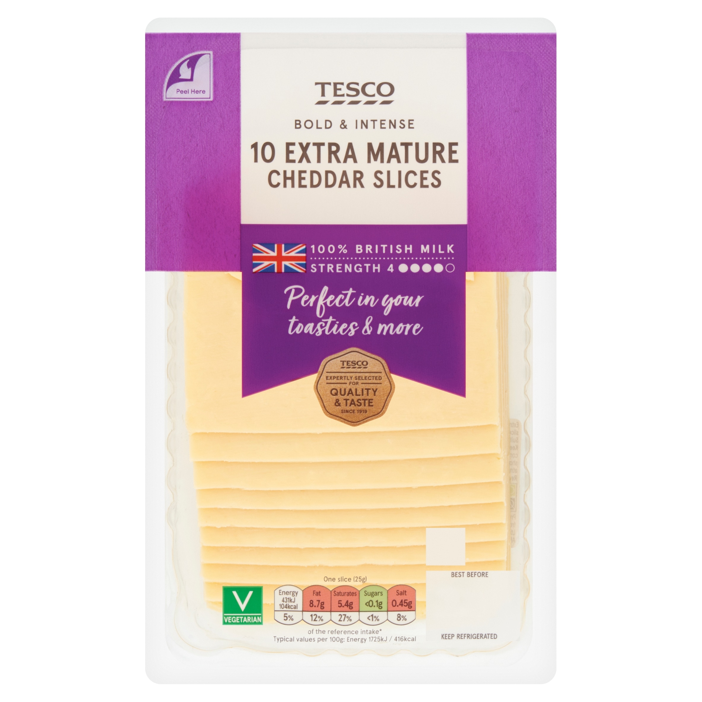 Tesco 10 Extra Mature Cheddar Slices 250G