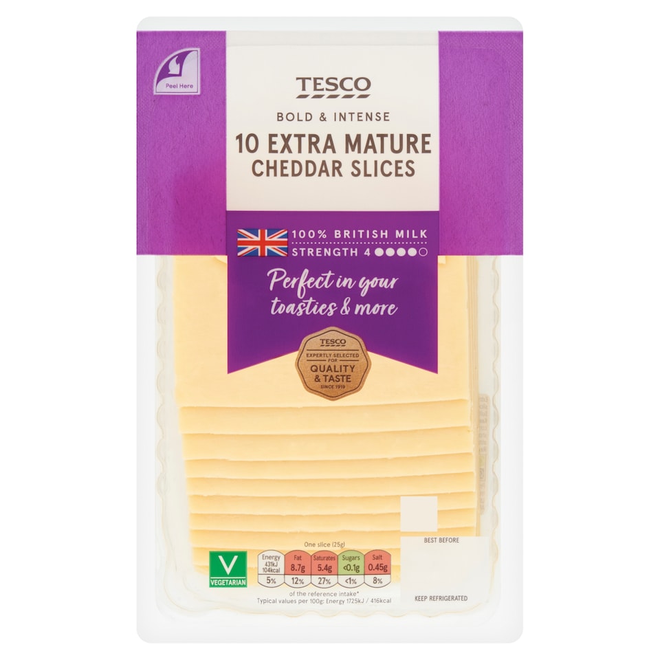 Tesco 10 Extra Mature Cheddar Slices 250G