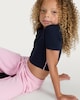 image 2 of F&F Active Girls Cropped Short Sleeved T-Shirt in Navy