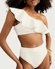 image 1 of F&F One Shoulder Ruffle Bikini Top in Cream