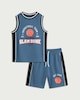image 4 of F&F Boys 2-Piece Basketball Slam Dunk Vest and Shorts Set in Blue