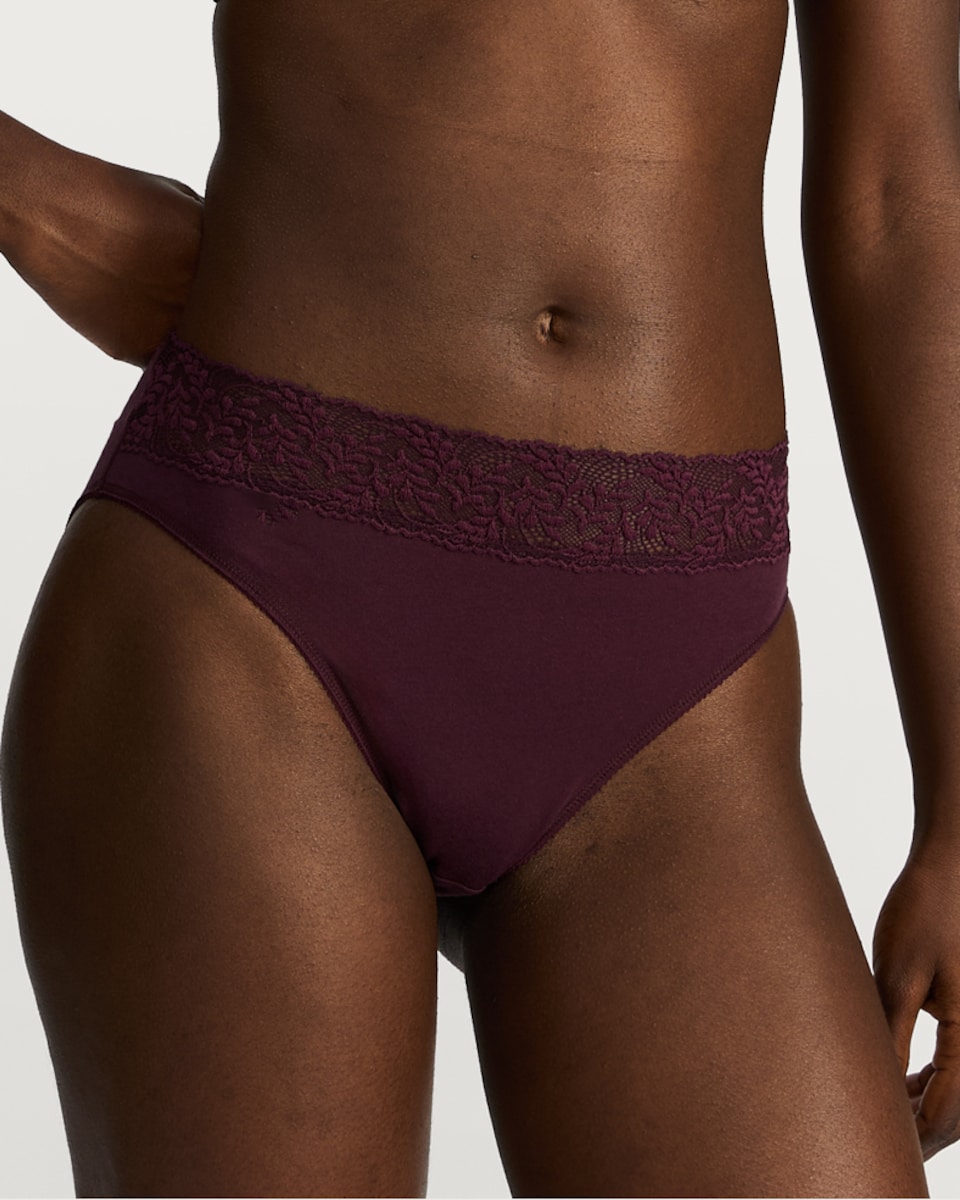 image 1 of F&F 5-Pack Cotton Rich Lace Trim High Leg Knickers in Multi