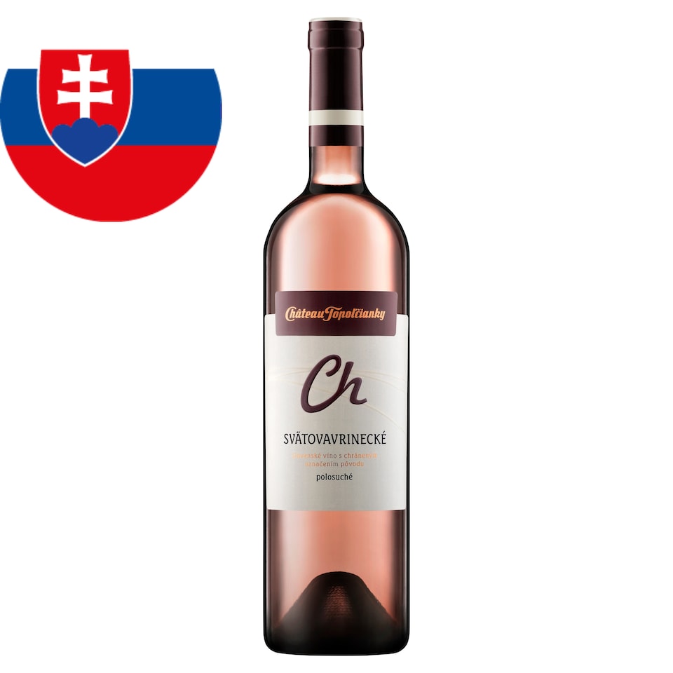 Château Topoľčianky Svätovavrinecké slovenské akostné odrodové víno CH.O.P. ružové polosuché 0,75 l