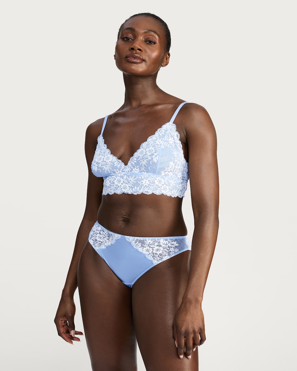 image 1 of F&F Contrast Lace Bralette in Blue