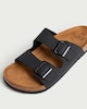 image 3 of F&F Double Buckle Footbed Sandals in Black