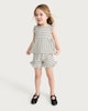 image 2 of F&F Girls 2-Piece Cotton Blend Striped Frill Sleeved Top and Shorts Set in Multi