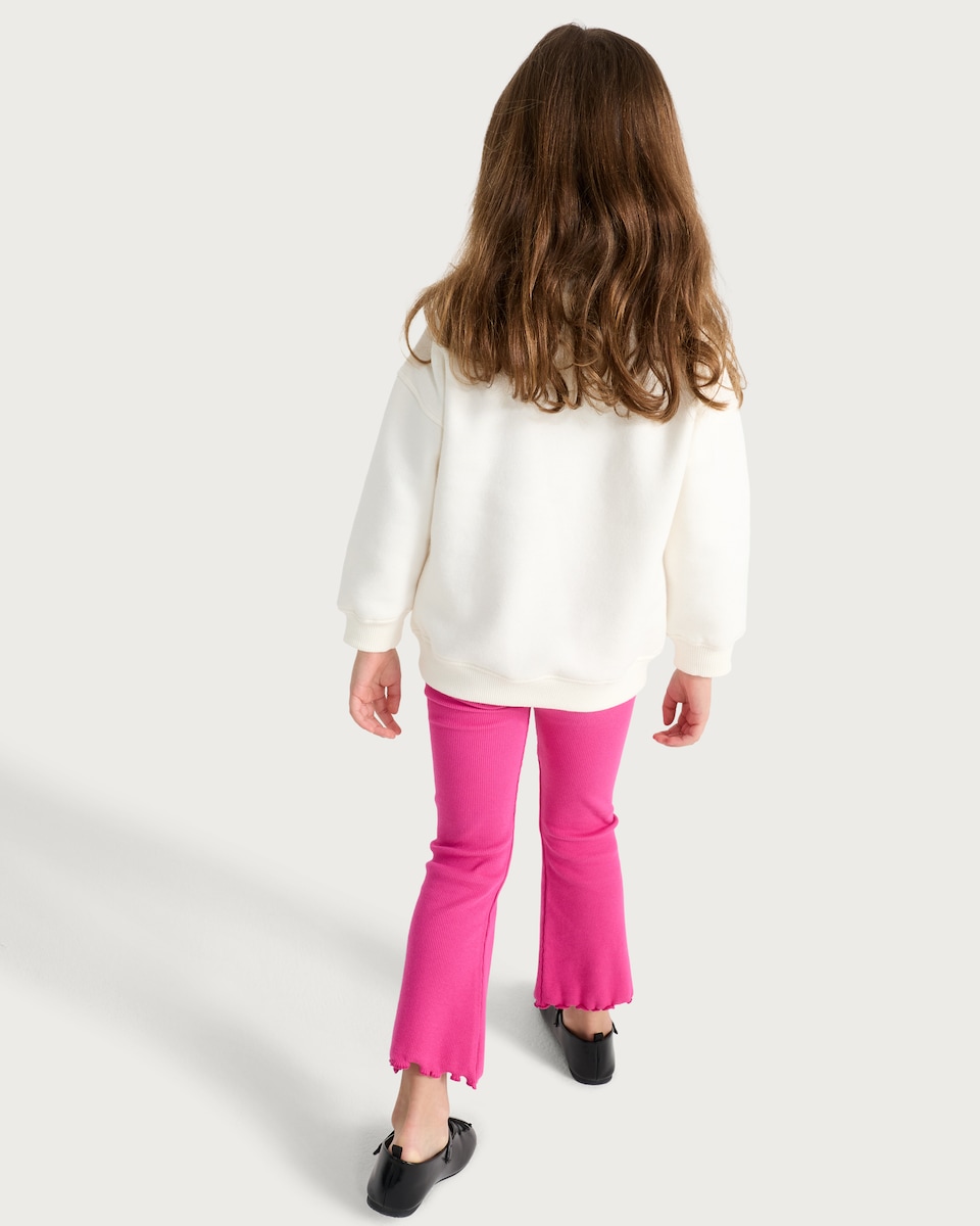 image 1 of F&F Girls 2-Piece Cotton Rich Floral Print Sweatshirt and Ribbed Leggings Set in Multi Pink