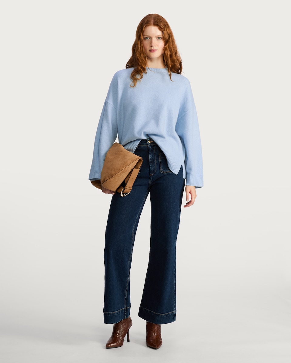 image 1 of F&F Knitted Slouchy Jumper with Wool in Blue