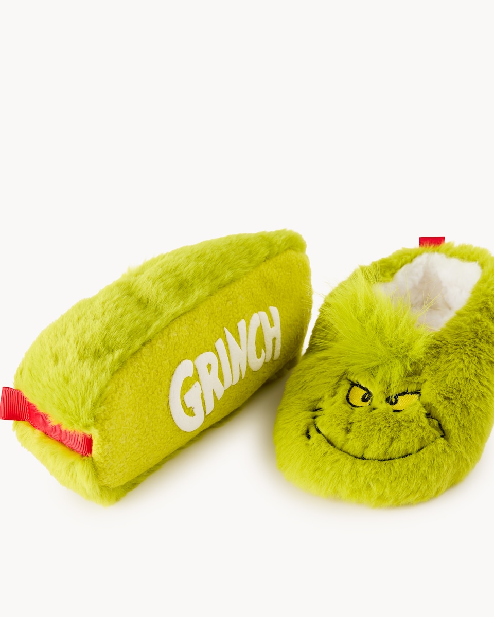 image 1 of The Grinch Fluffy Novelty Slipper Socks in Green