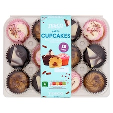 Tesco Party Cupcakes - Vanilla, Chocolate, Raspberry 12 Pack