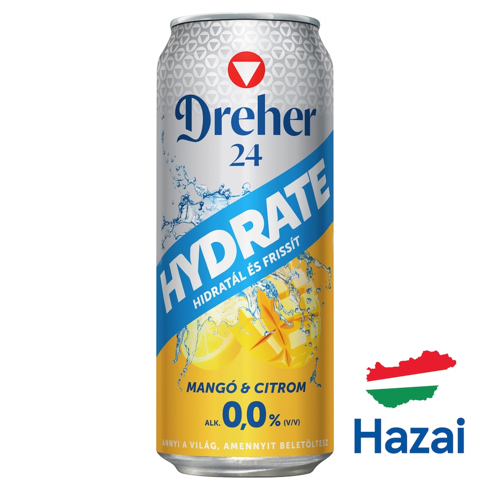 Dreher 24 Hydrate alkoholmentes világos sör és mangó-citrom ízű ital keveréke 0,0% 0,5 l  1. kép