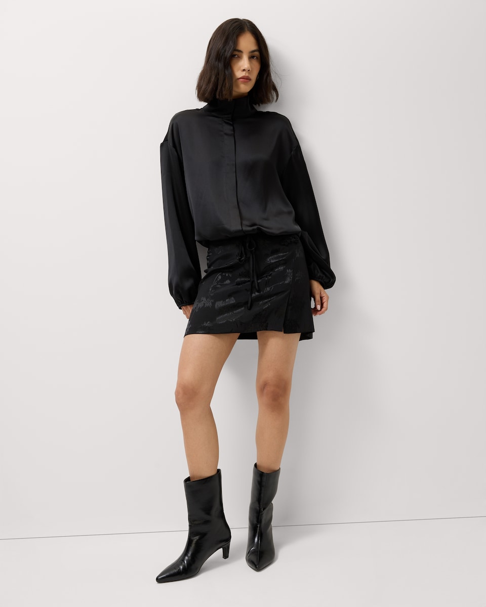 image 1 of F&F Satin High Neck Jacket in Black