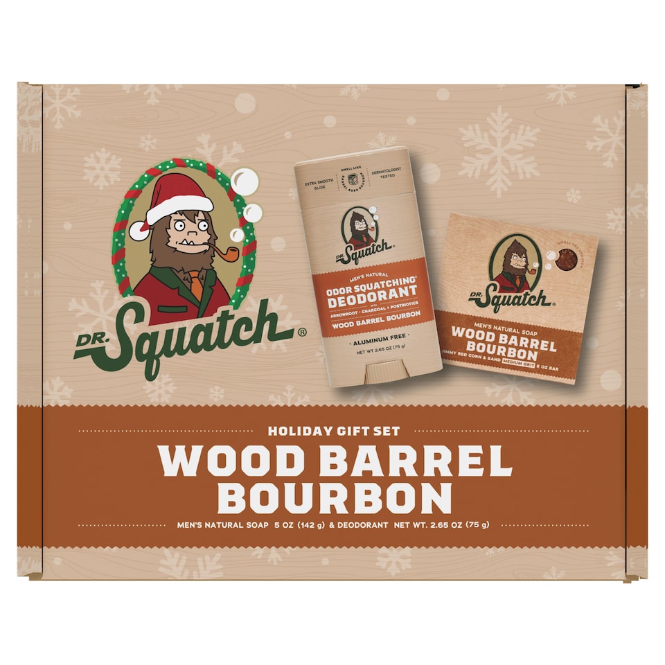 image 1 of Dr Squatch Wood Barrel Bourbon Soap & Deodorant Gift Set
