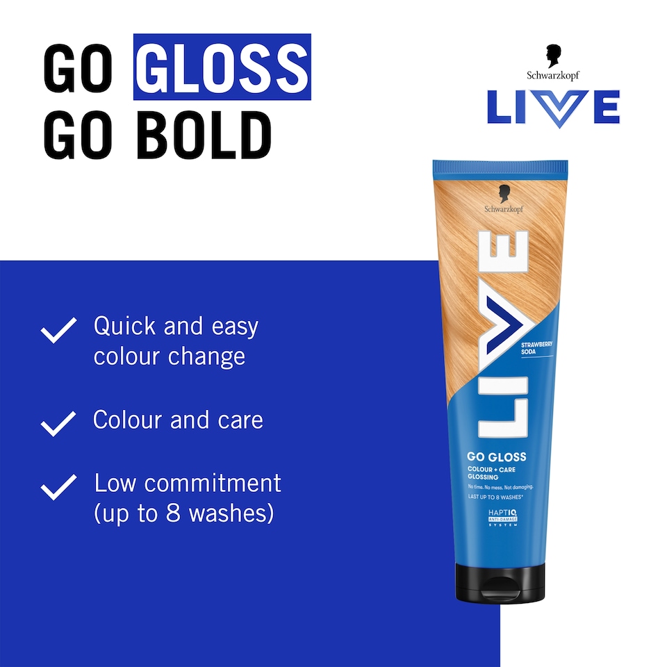 image 1 of Schwarzkopf LIVE Go Gloss Strawberry Soda Colour & Shine Hair Gloss 150ml
