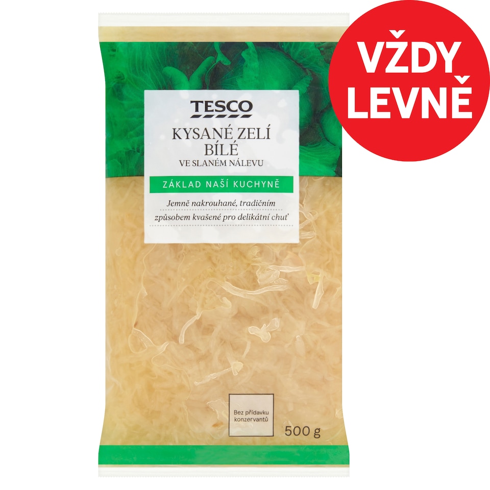 Tesco Kysané zelí bílé ve slaném nálevu 500g