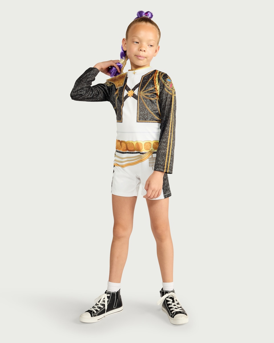 image 1 of K-Pop Demon Hunters Rumi Golden Fancy Dress Costume in Multi Black White