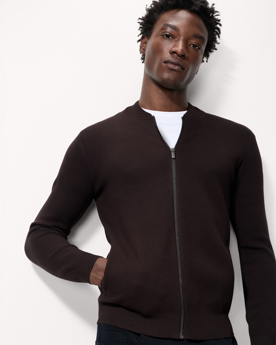 image 1 of F&F Knitted Bomber Jacket in Brown