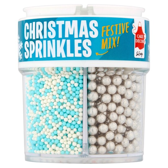 Cake Decor Christmas Sprinkles Blue & White 90G Tesco Groceries