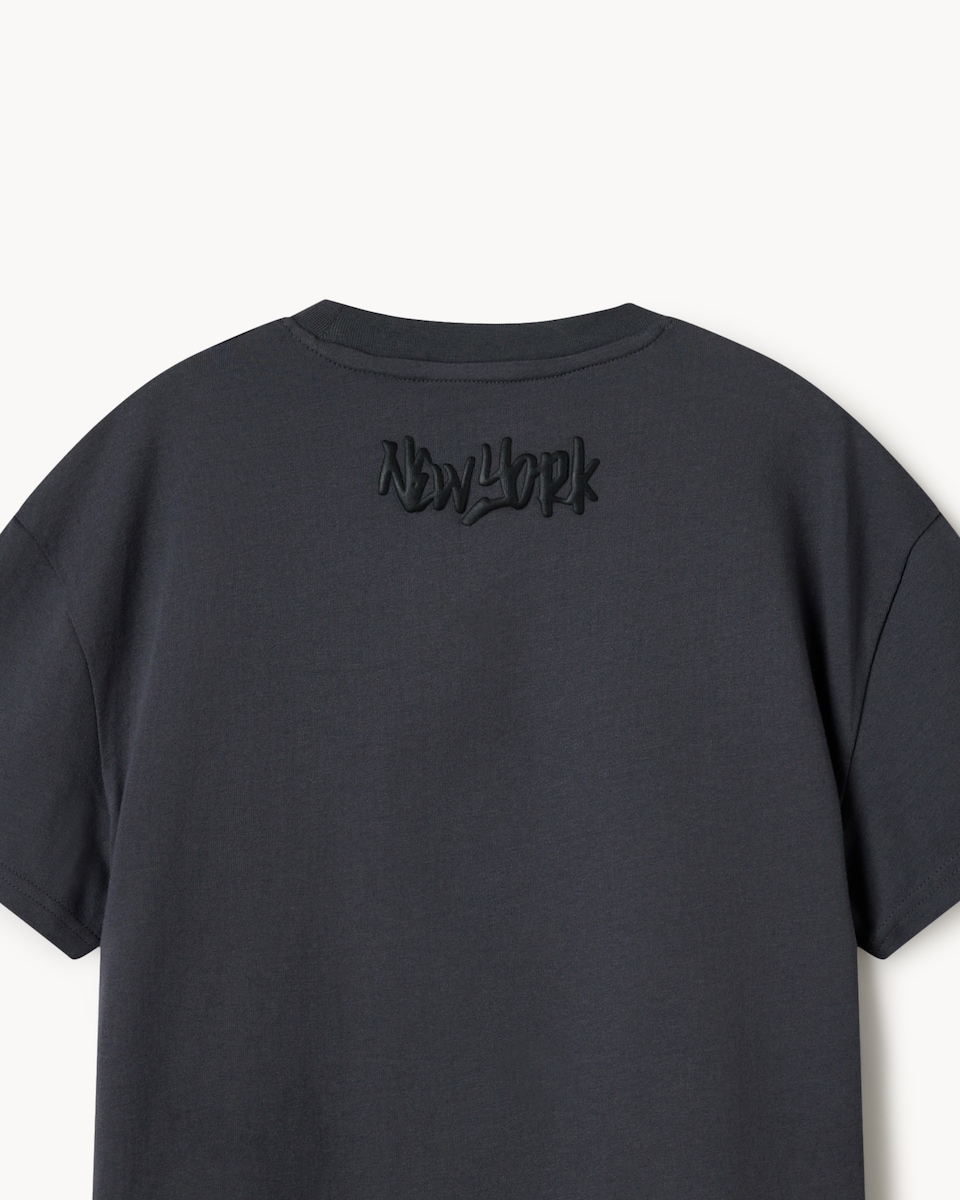 image 1 of F&F Boys Pure Cotton Brooklyn T-Shirt in Grey