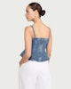 image 3 of F&F Pure Cotton Peplum Hem Denim Top in Blue