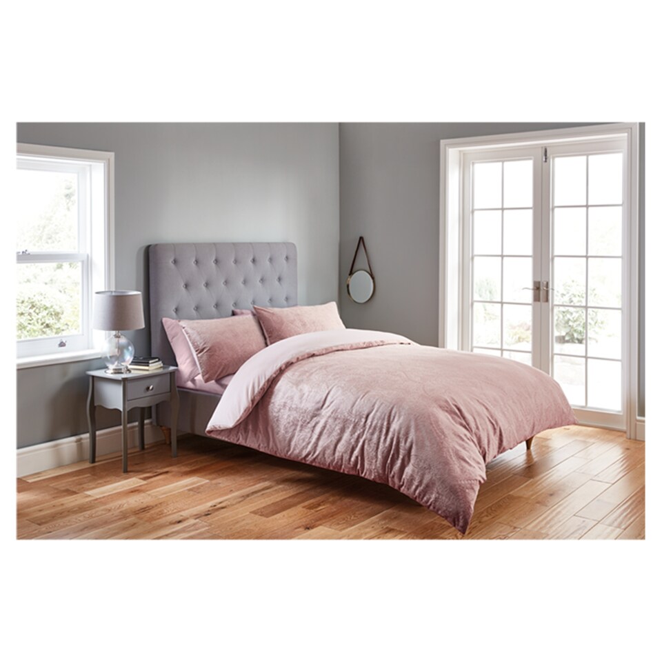 Fox And Ivy Blush Velvet Duvet Set Double
