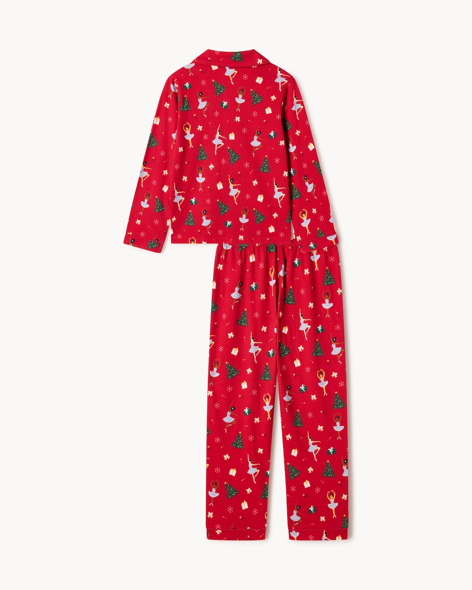 image 1 of F&F x March Muses Pure Cotton Revere Pyjama Set in Red