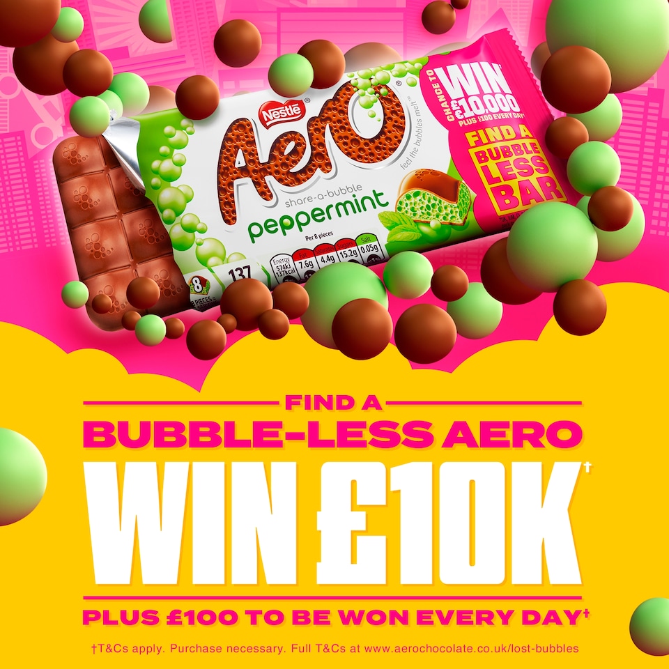 image 1 of Aero Milk Chocolate Hazelnut Flavour Bubbles Bar 90g